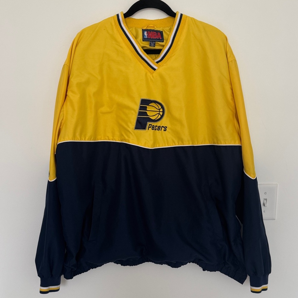 NBA Indiana Pacers Vintage Yellow and Navy Pullover - Size XXL
